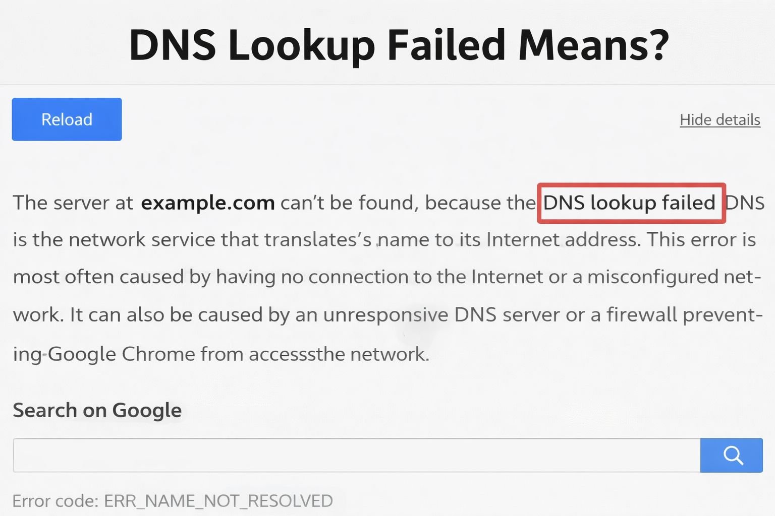 What Does DNS Lookup Failed Mean